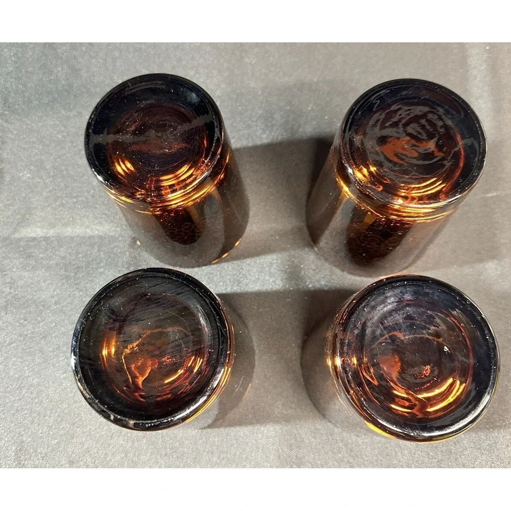 Copper Colored Design Mercury Glass Silver Inside Votive Candle Holders Set/4